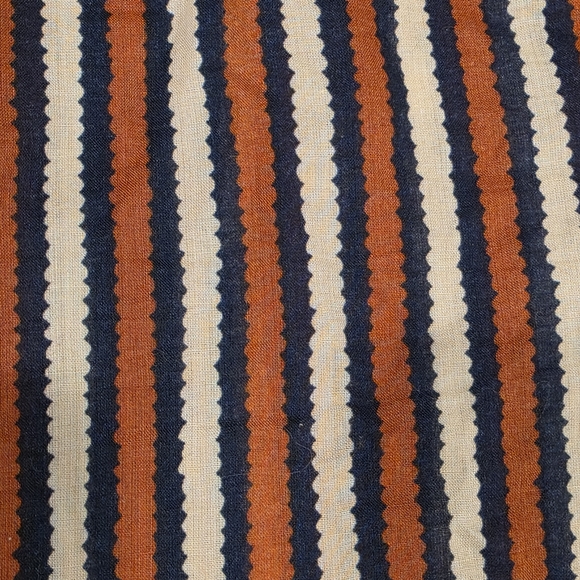 Tory Burch Button Down Dress Shirt Long Sleeve Stripe Blue Cream Orange Size 6 - Picture 10 of 11